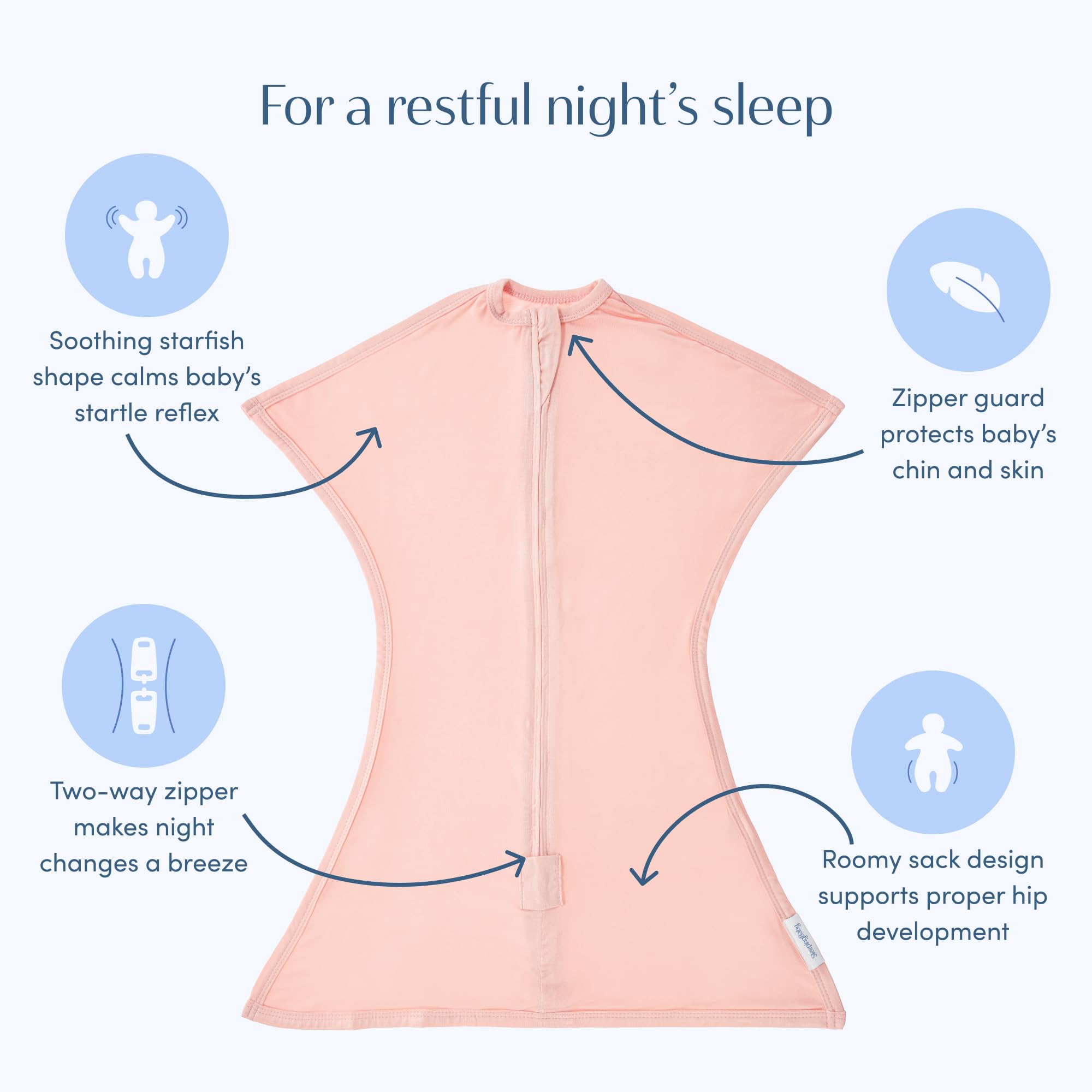 SleepingBaby dusty rose swaddle texture highlights soft color and feel.