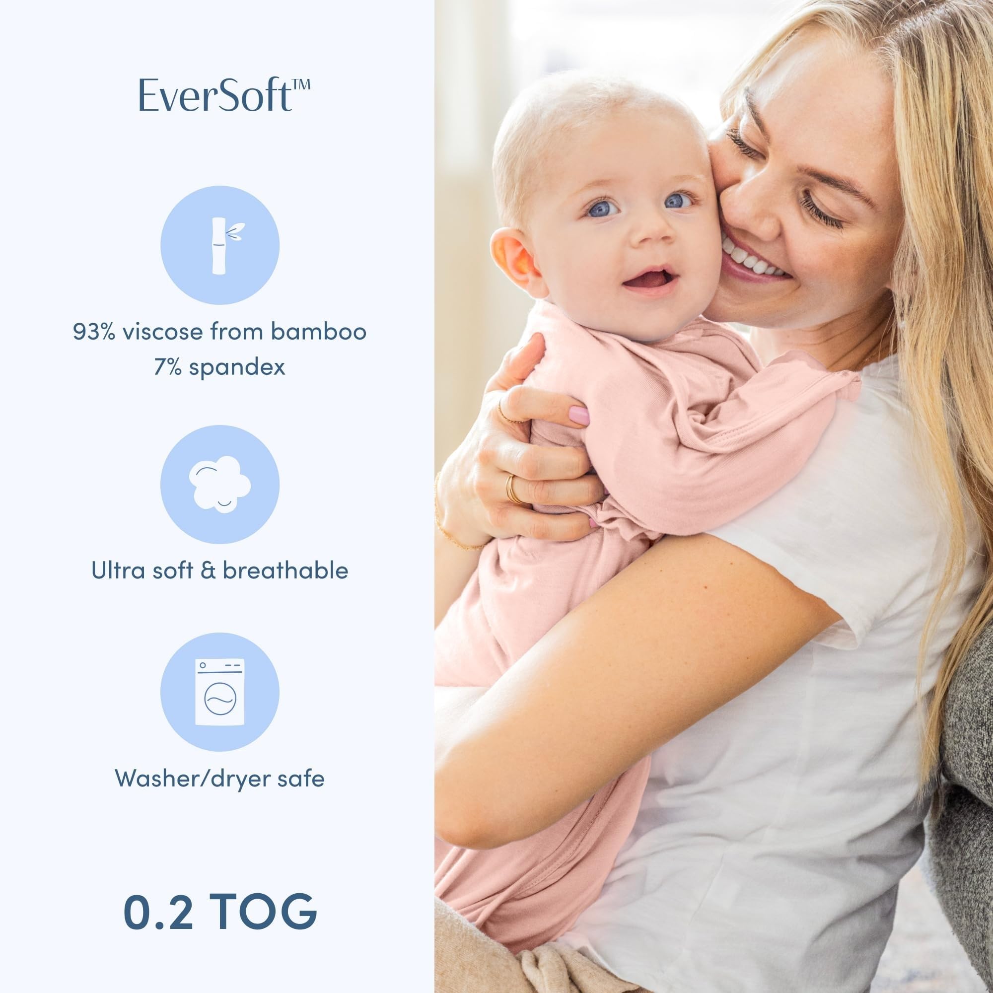 SleepingBaby EverSoft fabric close-up shows bamboo viscose softness.