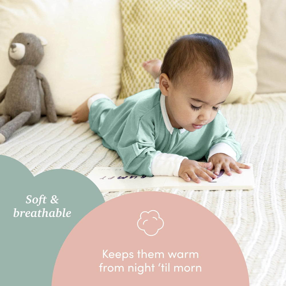 SleepingBaby Flying Squirrel pajamas cuffs and booties stay in place