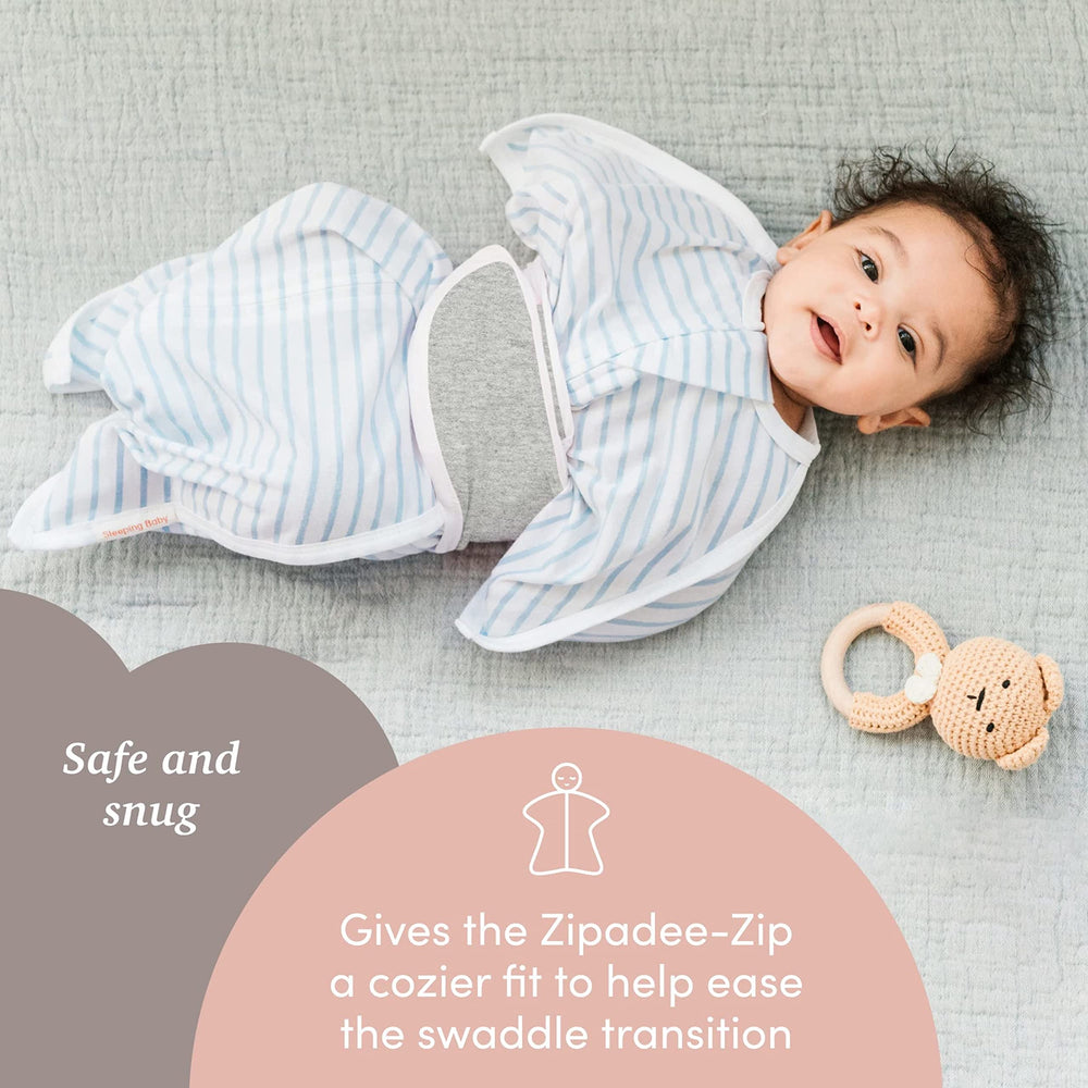 SleepingBaby Snuggle Strap on baby demonstrates easy transition and arm mobility.