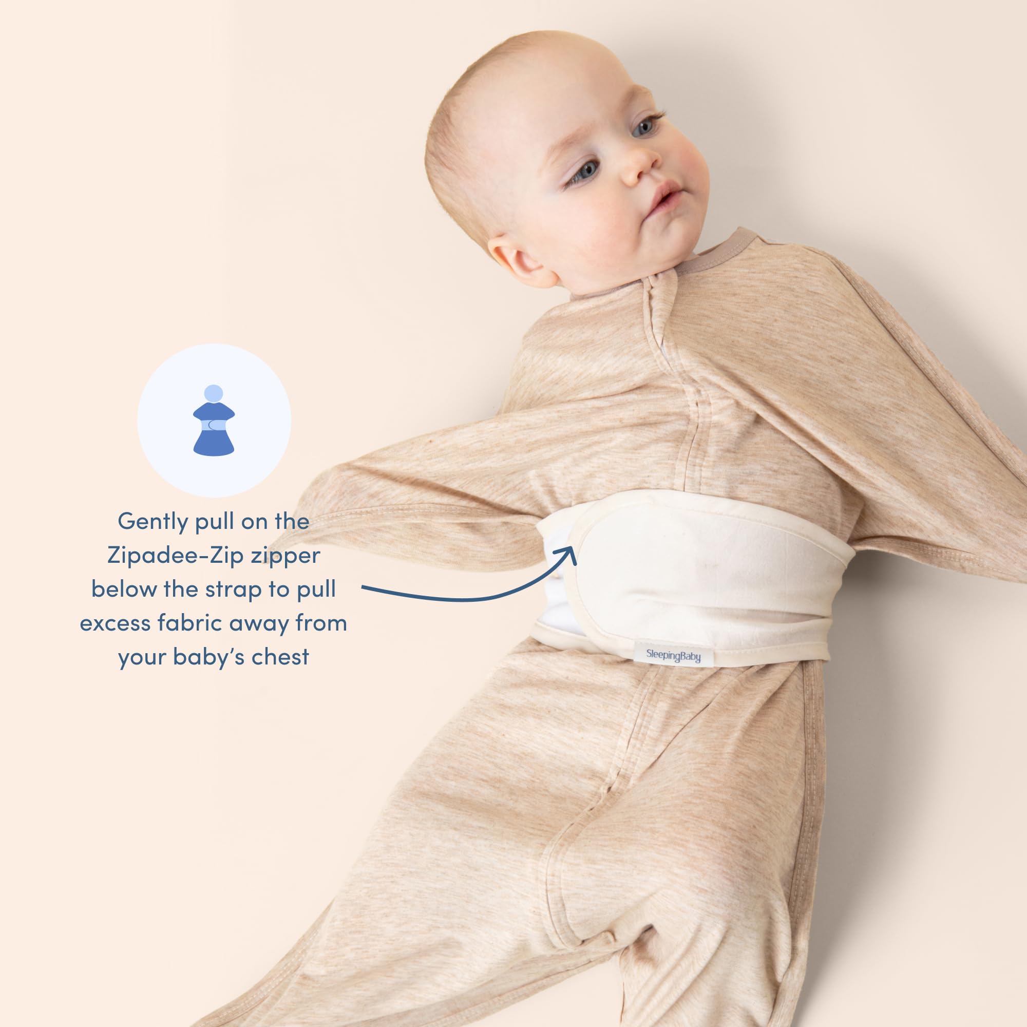 SleepingBaby Snuggle Strap is easy to use with a simple wrap and belt fit.