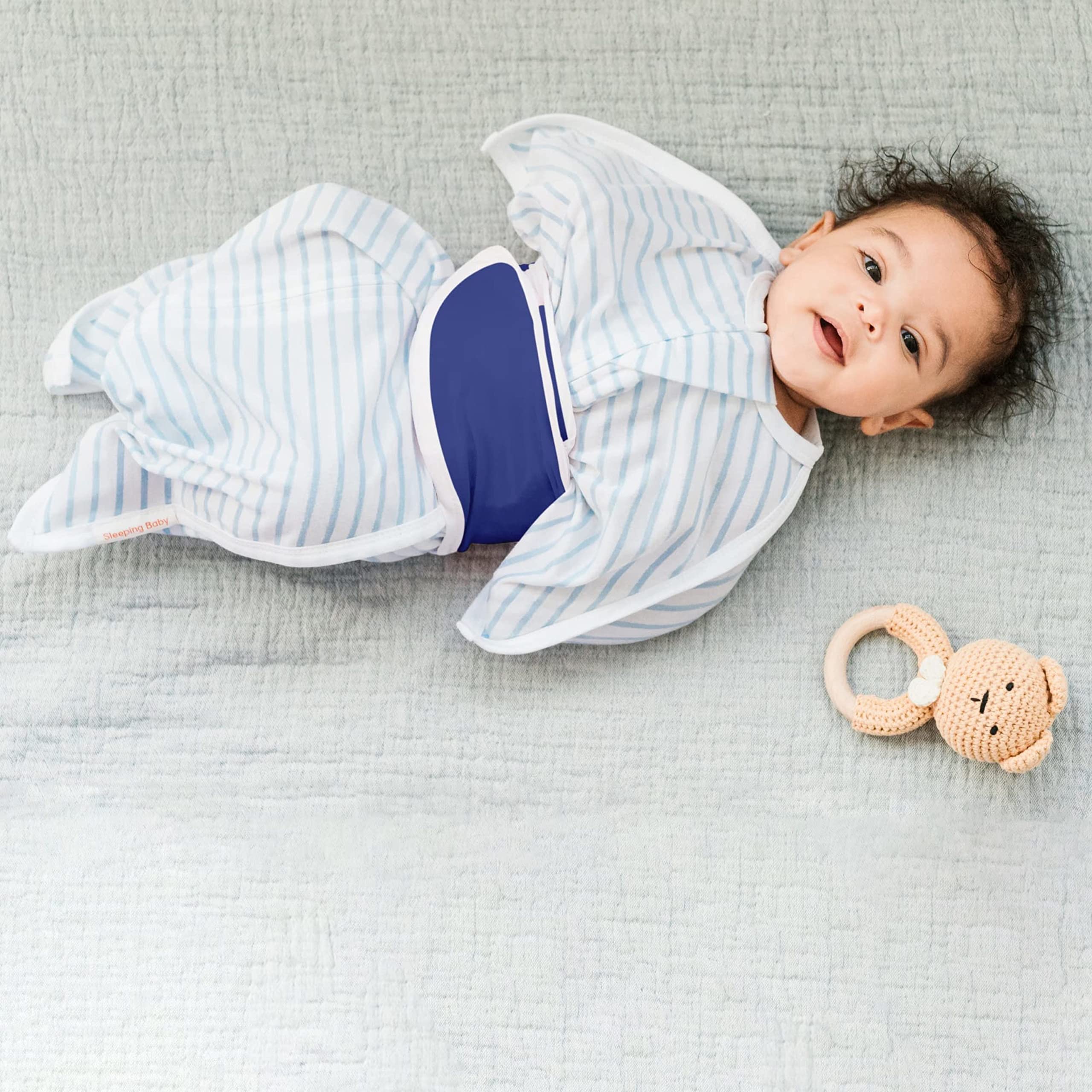 SleepingBaby Snuggle Strap wrapped around baby showing adjustable fit and comfort