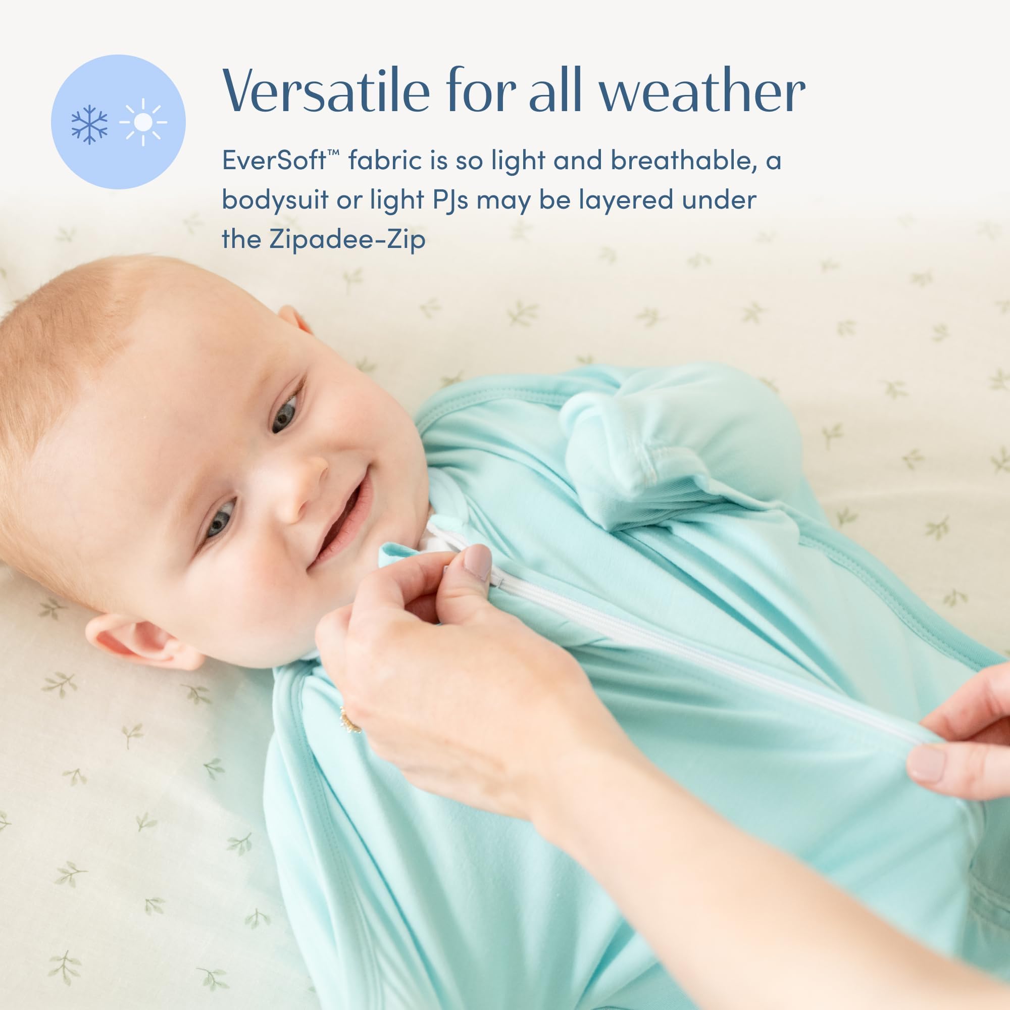 SleepingBaby Soft baby skin friendly fabric closeup highlights breathable bamboo blend for sensitive skin.