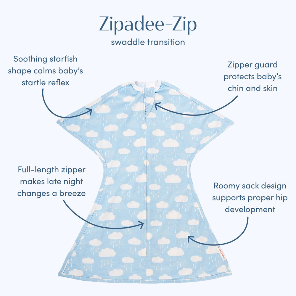 SleepingBaby Zipadee-Zip starfish design provides cozy womb-like comfort.