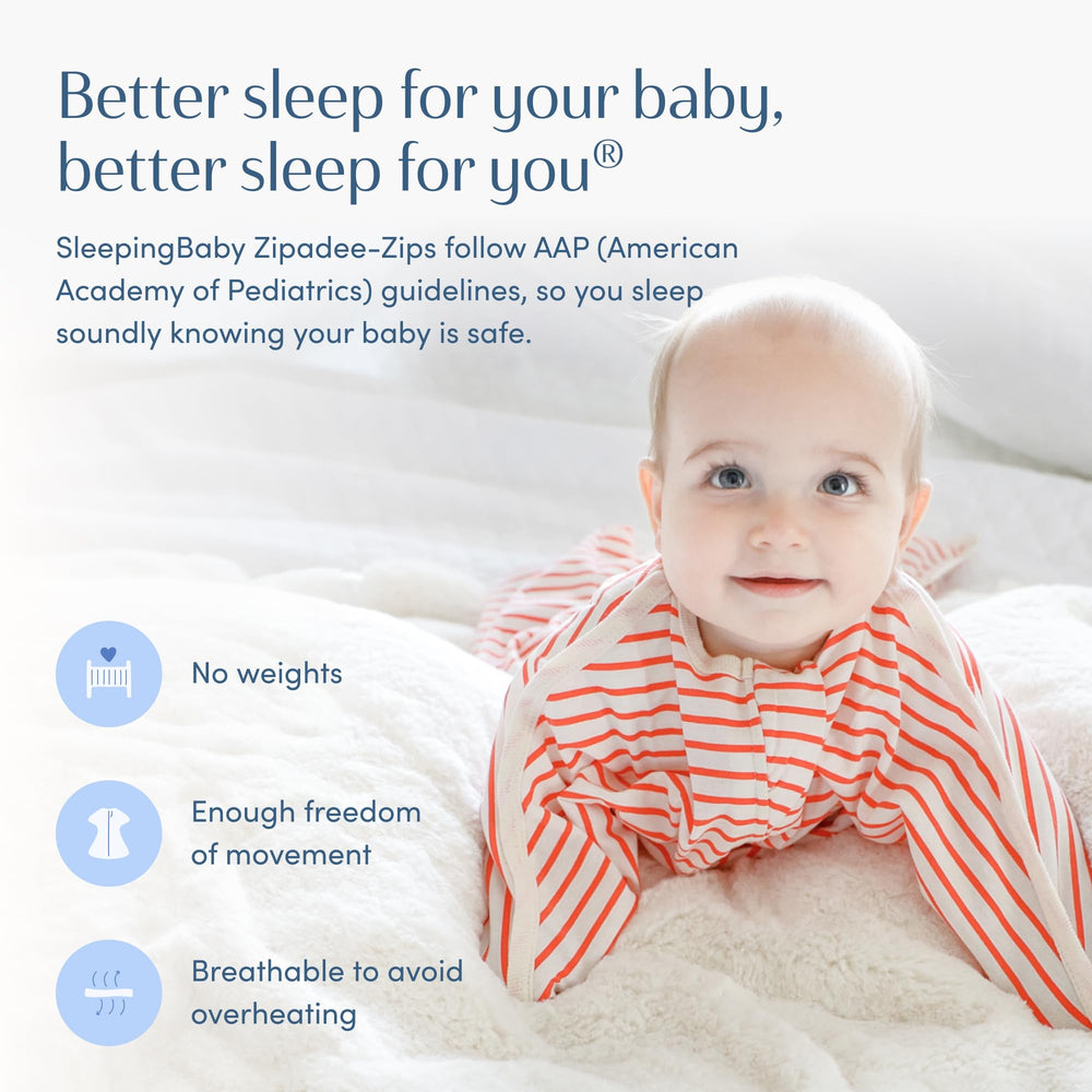 SleepingBaby Zipadee-Zip reduces Moro reflex interruptions for steadier sleep.