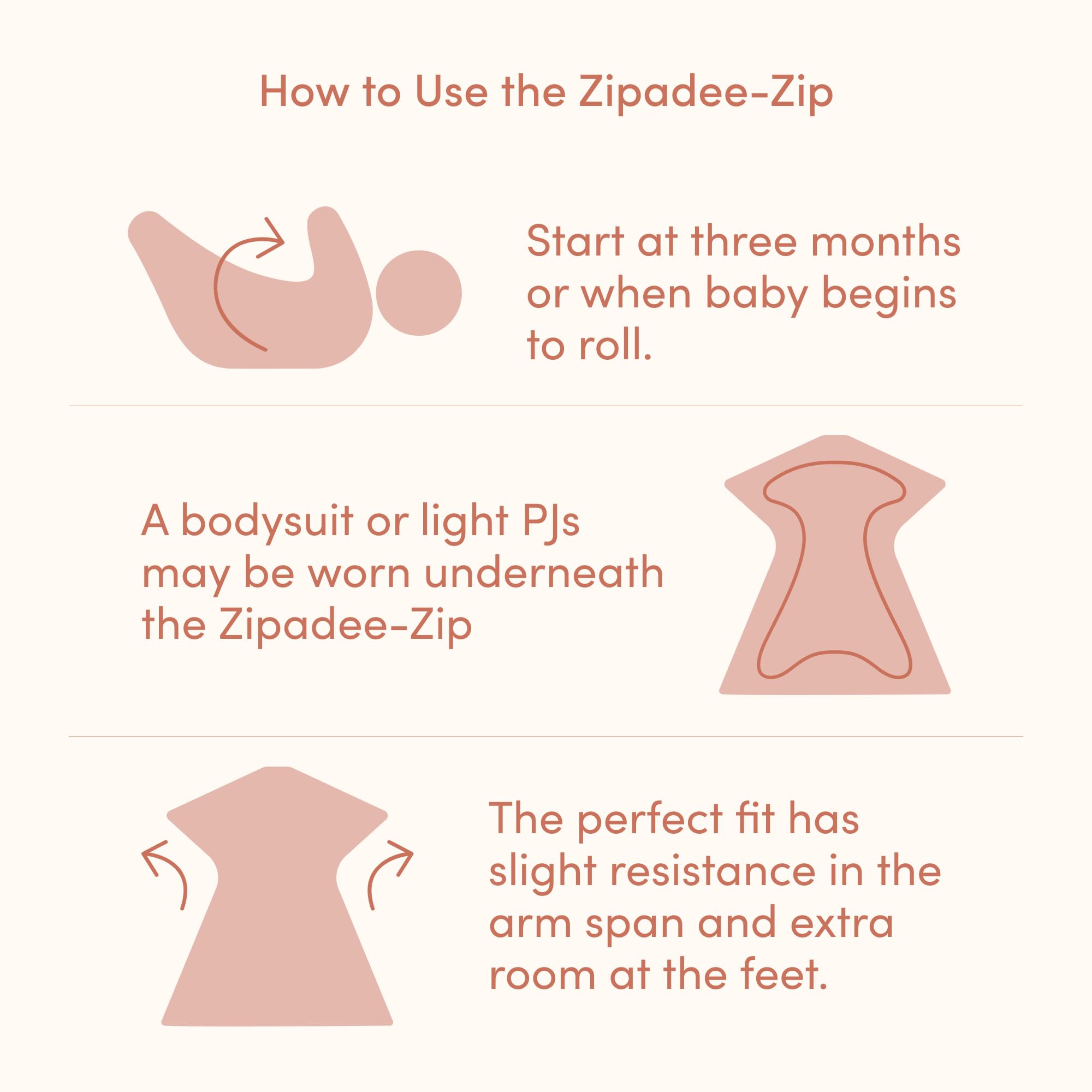SleepingBaby Zipadee-Zip arms-out transition aids sleep independence.