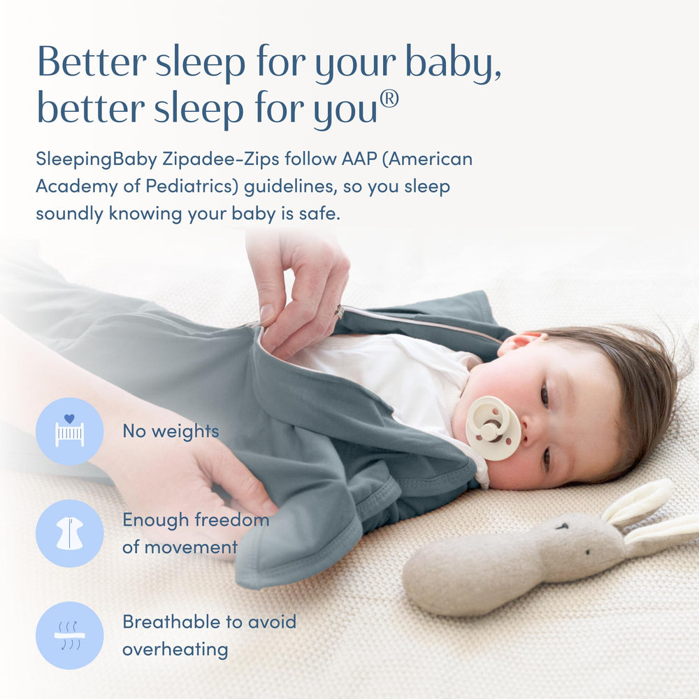 SleepingBaby Zipadee-Zip arms-up sleeping orientation with gentle containment
