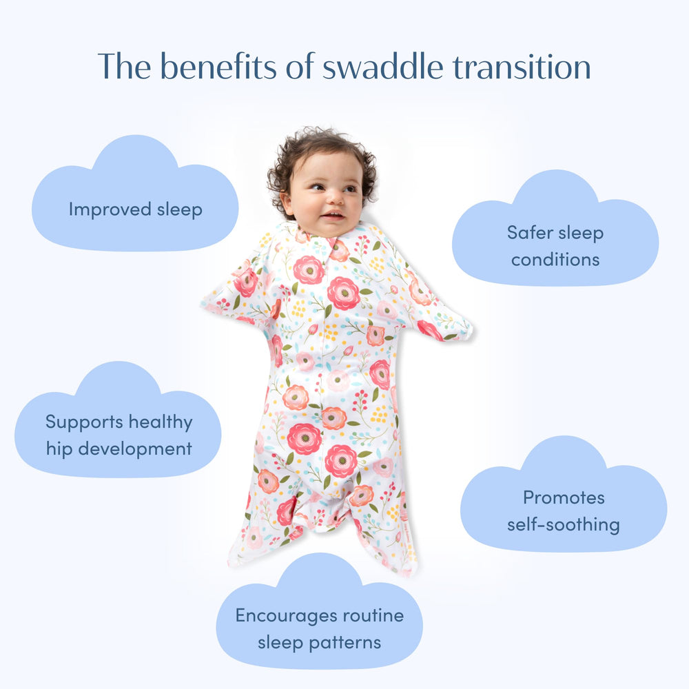 SleepingBaby Zipadee-Zip baby sleeping peacefully inside transition swaddle.