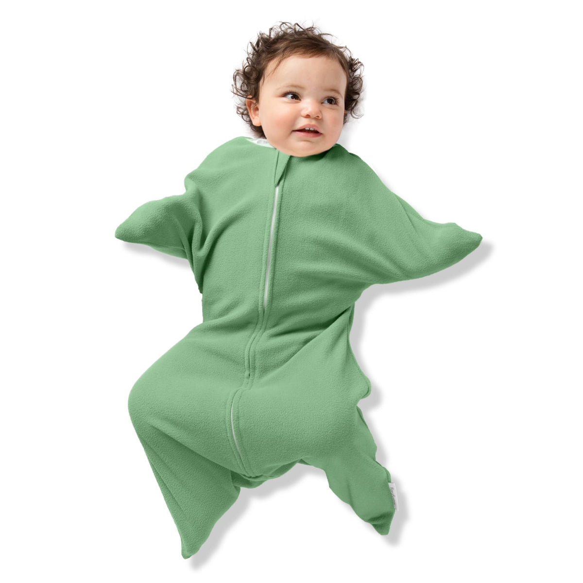 SleepingBaby Zipadee-Zip Basil fleece close-up for cozy night warmth.