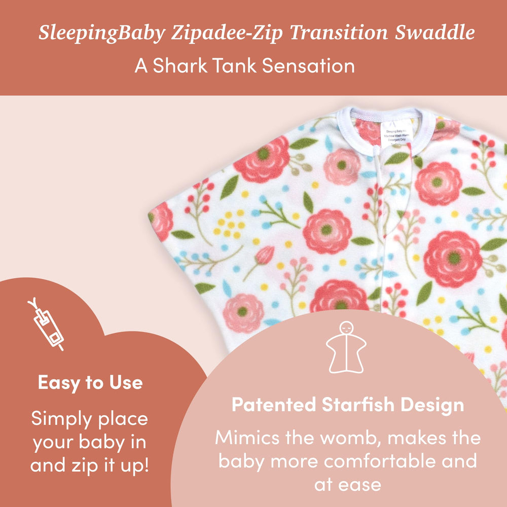 SleepingBaby Zipadee-Zip with diaper access zipper for quick changes.