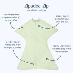 SleepingBaby Zipadee-Zip zipper closeup for easy diaper changes.