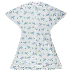 SleepingBaby Zipadee-Zip Happy Wolf swaddle folded for nap-ready snugness
