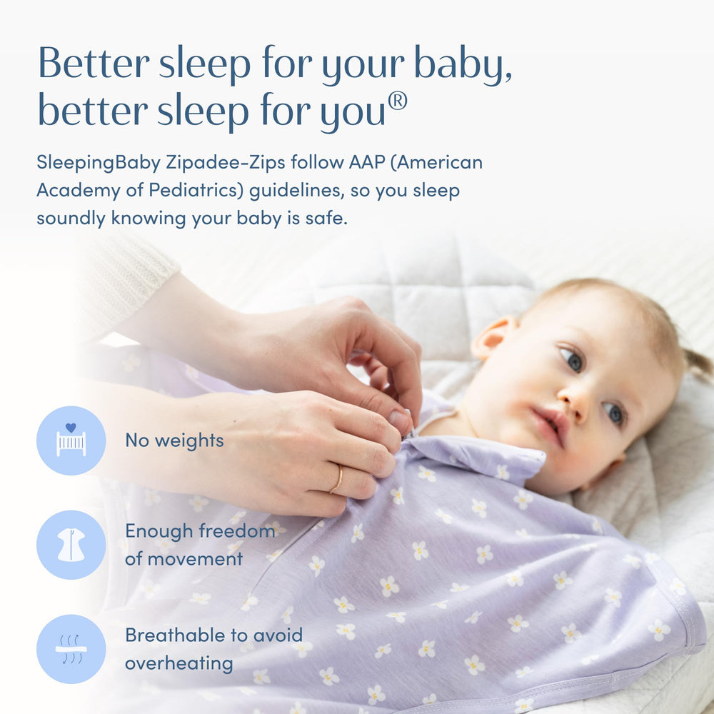 SleepingBaby Zipadee-Zip hip-friendly design encourages unrestricted legs for comfort.