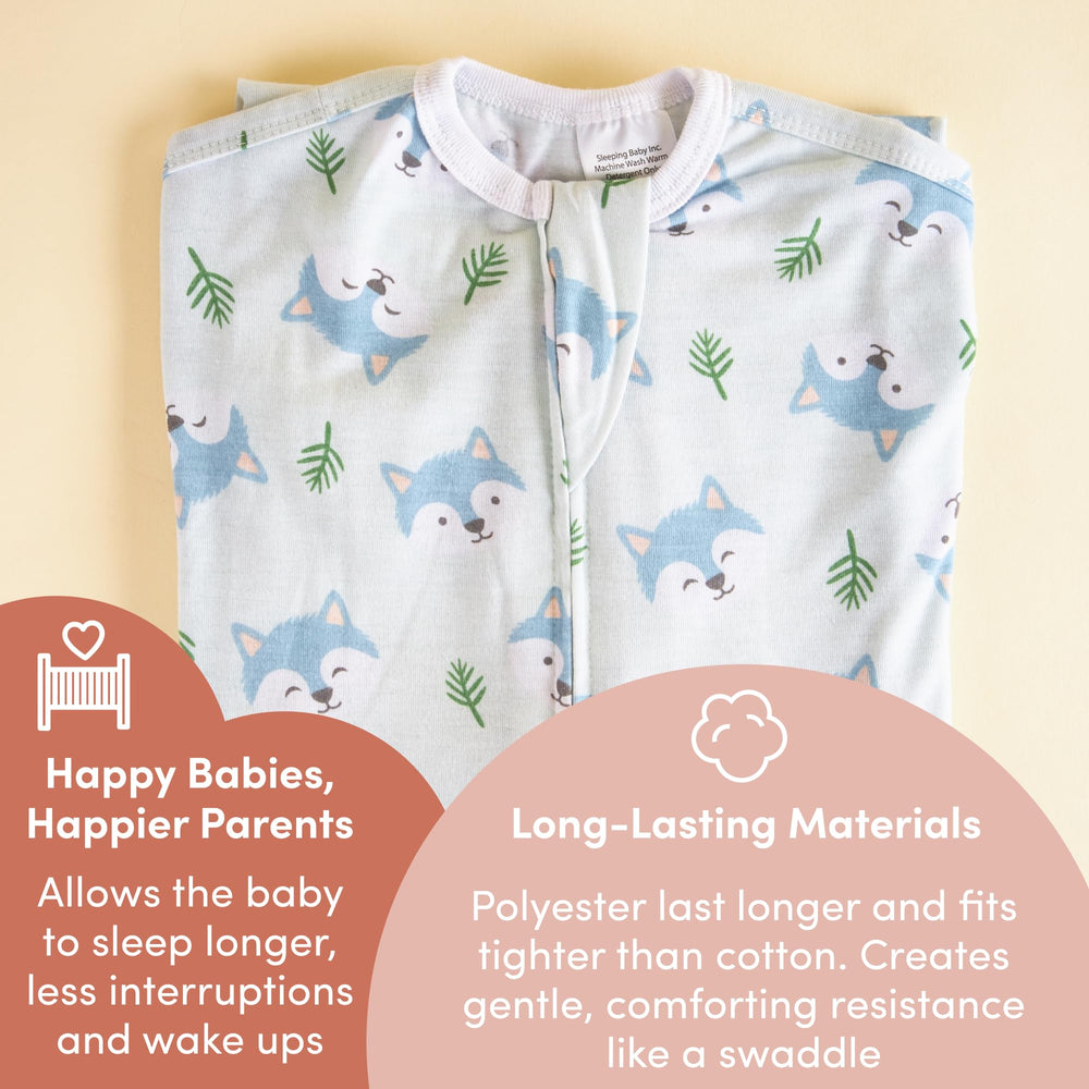SleepingBaby Zipadee-Zip hip-friendly design encourages comfortable leg positions.
