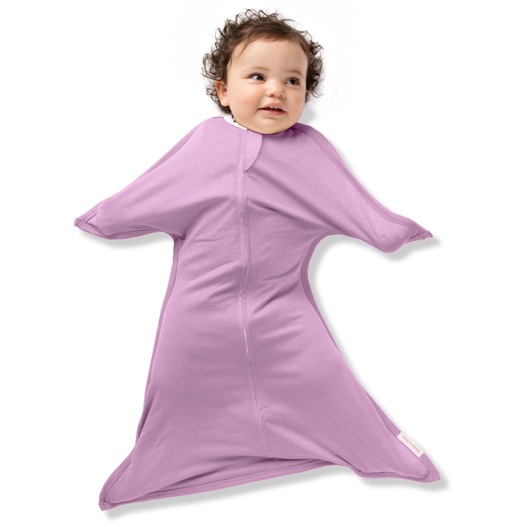 SleepingBaby Zipadee-Zip lavender swaddle close-up zipper for quick diaper changes.
