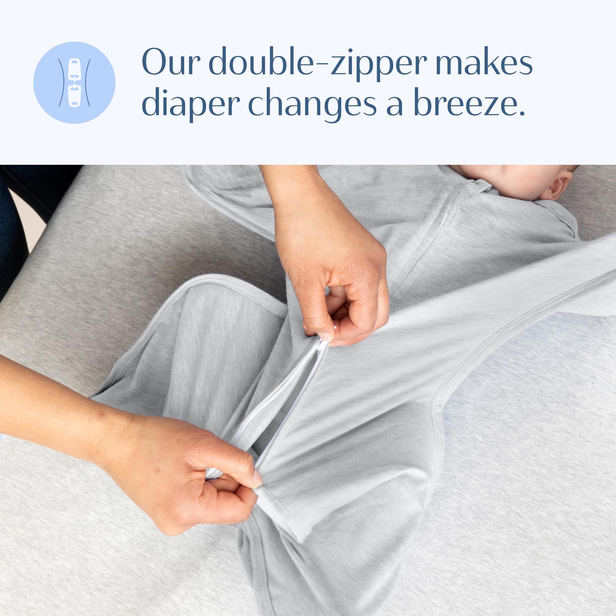 SleepingBaby Zipadee-Zip Recharge Silver Heather color in nursery setting