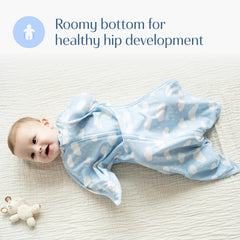 SleepingBaby Zipadee-Zip roomy design supports hip space and growth
