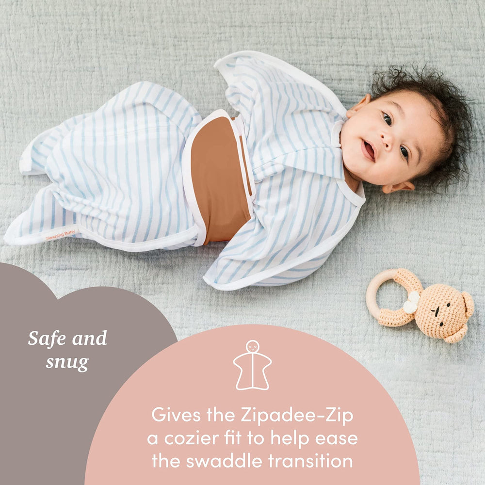 SleepingBaby Zipadee-Zip Snuggle Strap supports transition swaddle for gentle easing.