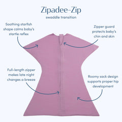 SleepingBaby Zipadee-Zip starfish design highlighting womb-like shape in lavender.