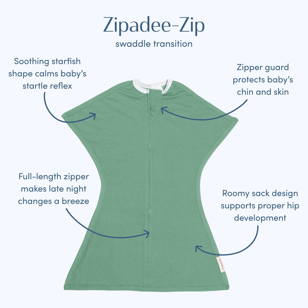 SleepingBaby Zipadee-Zip Basil starfish design promoting snug womb-like feel