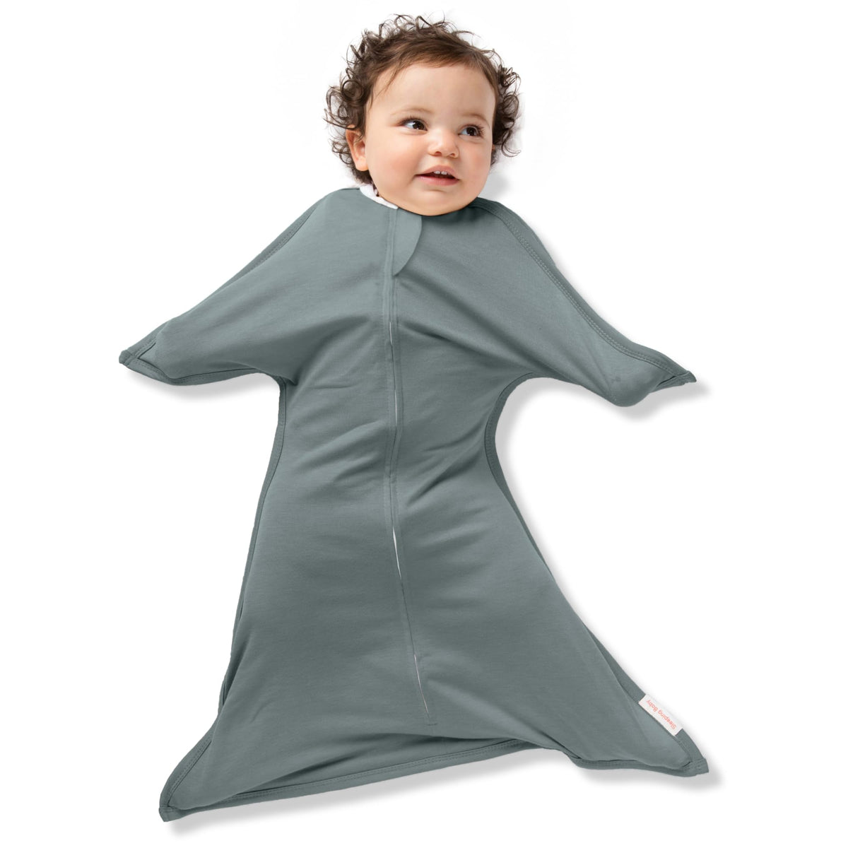 SleepingBaby Zipadee-Zip transition swaddle classic-grey XS1 shows snug wear for restful nights.
