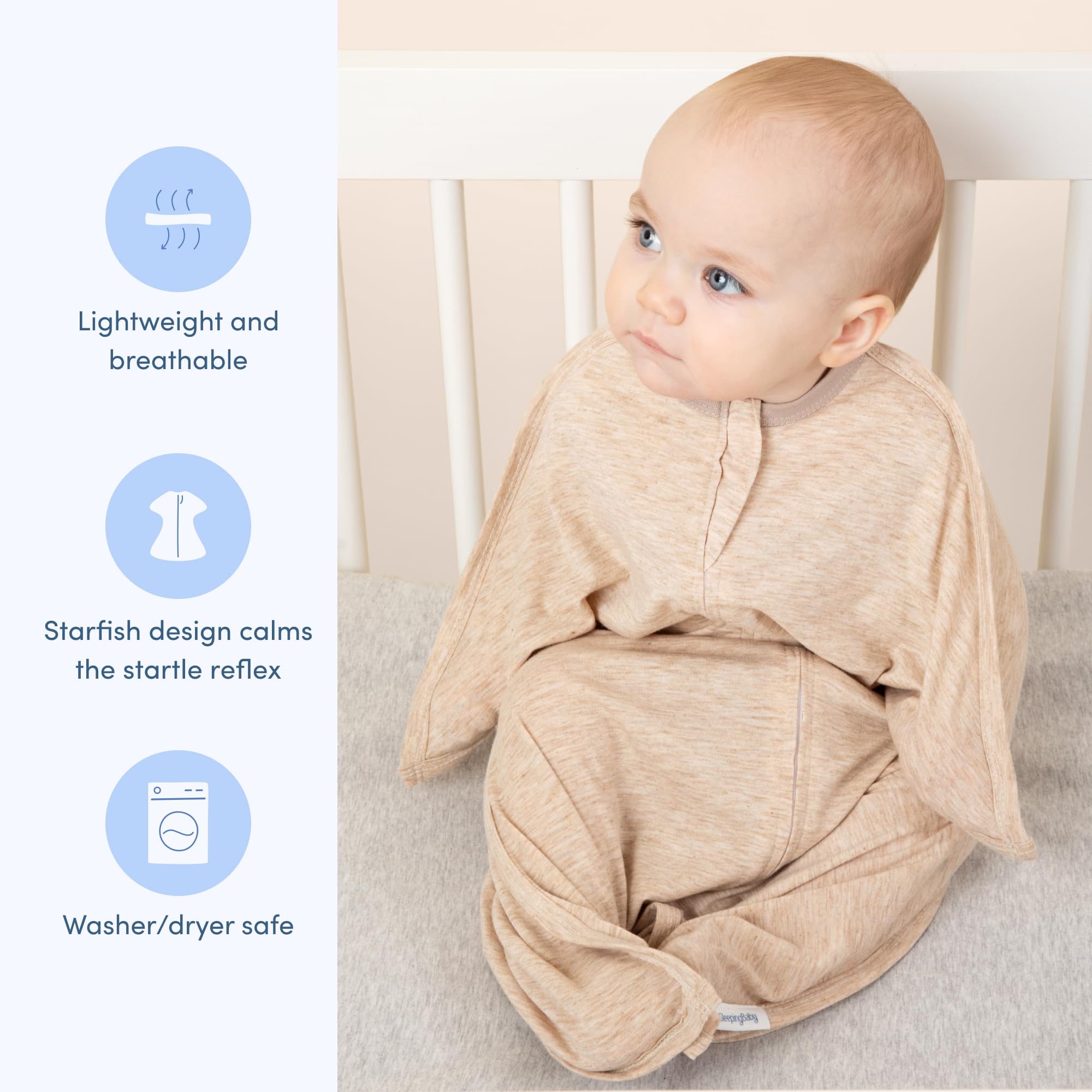 SleepingBaby Zipadee-Zip dual zipper demonstrates easy diaper changes