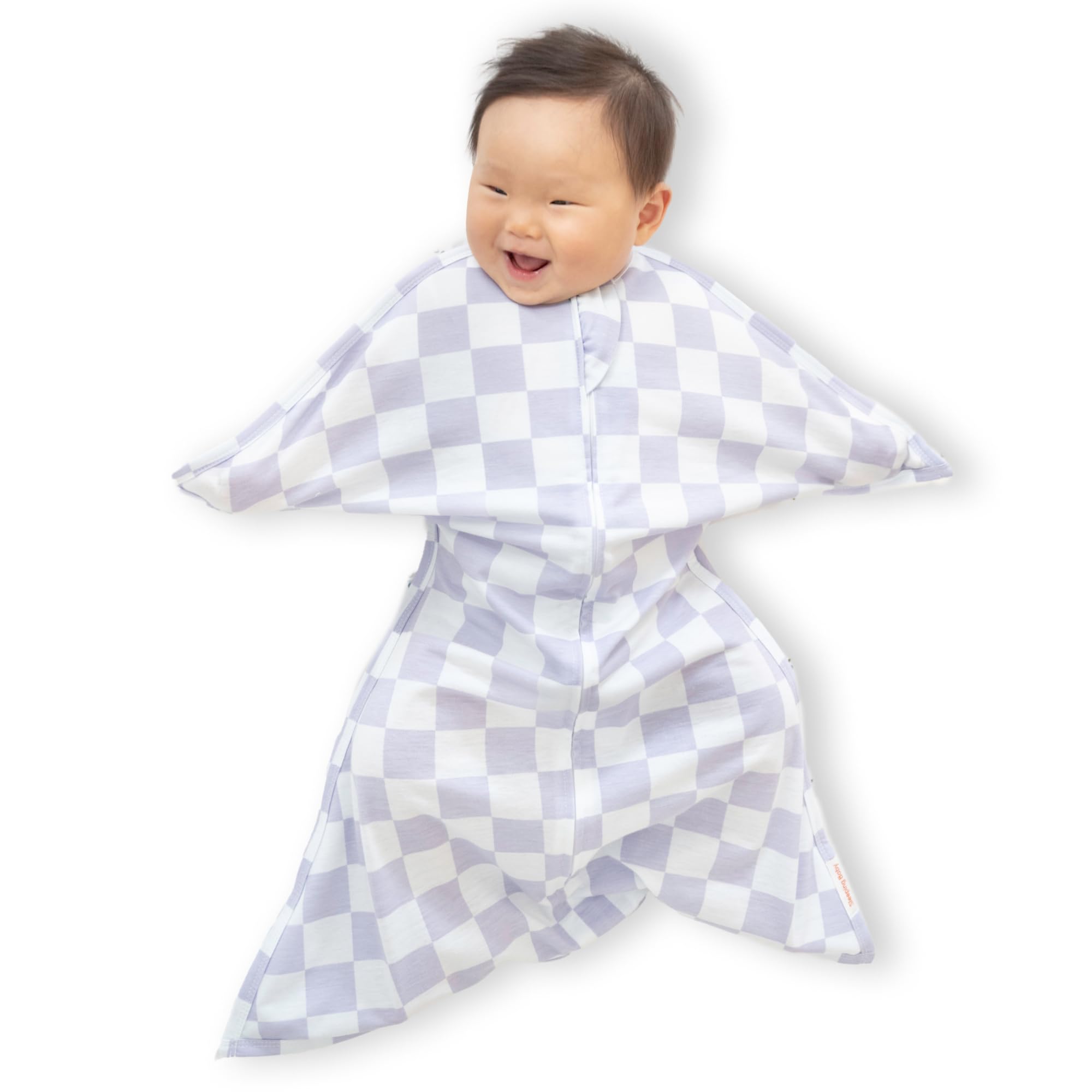 SleepingBaby Zipadee-Zip lavender check front view highlights cozy fabric for restful sleep