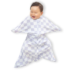 SleepingBaby Zipadee-Zip lavender check front view highlights cozy fabric for restful sleep
