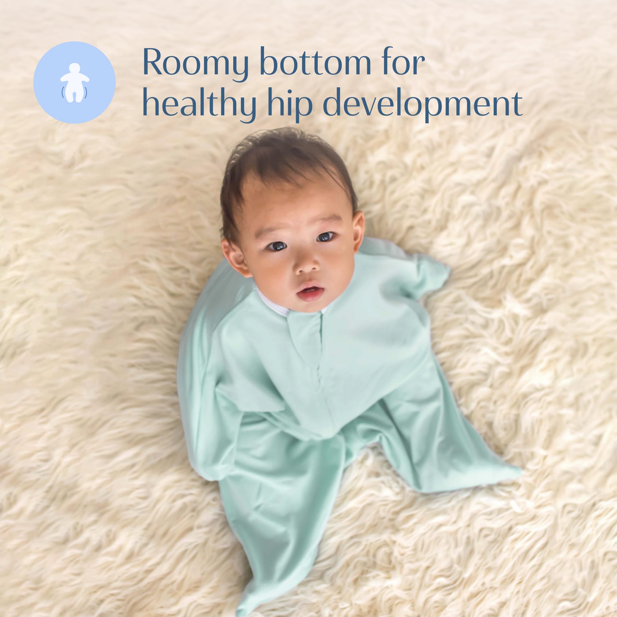 SleepingBaby Zipadee-Zip mint fabric feels soft for nighttime comfort.