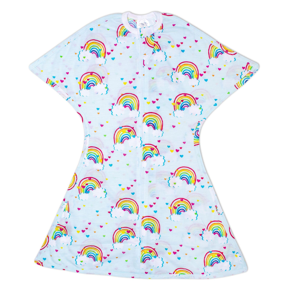 SleepingBaby Zipadee-Zip rainbow swaddle with starfish design promotes cozy womb-like sleep