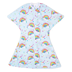 SleepingBaby Zipadee-Zip rainbow swaddle with starfish design promotes cozy womb-like sleep