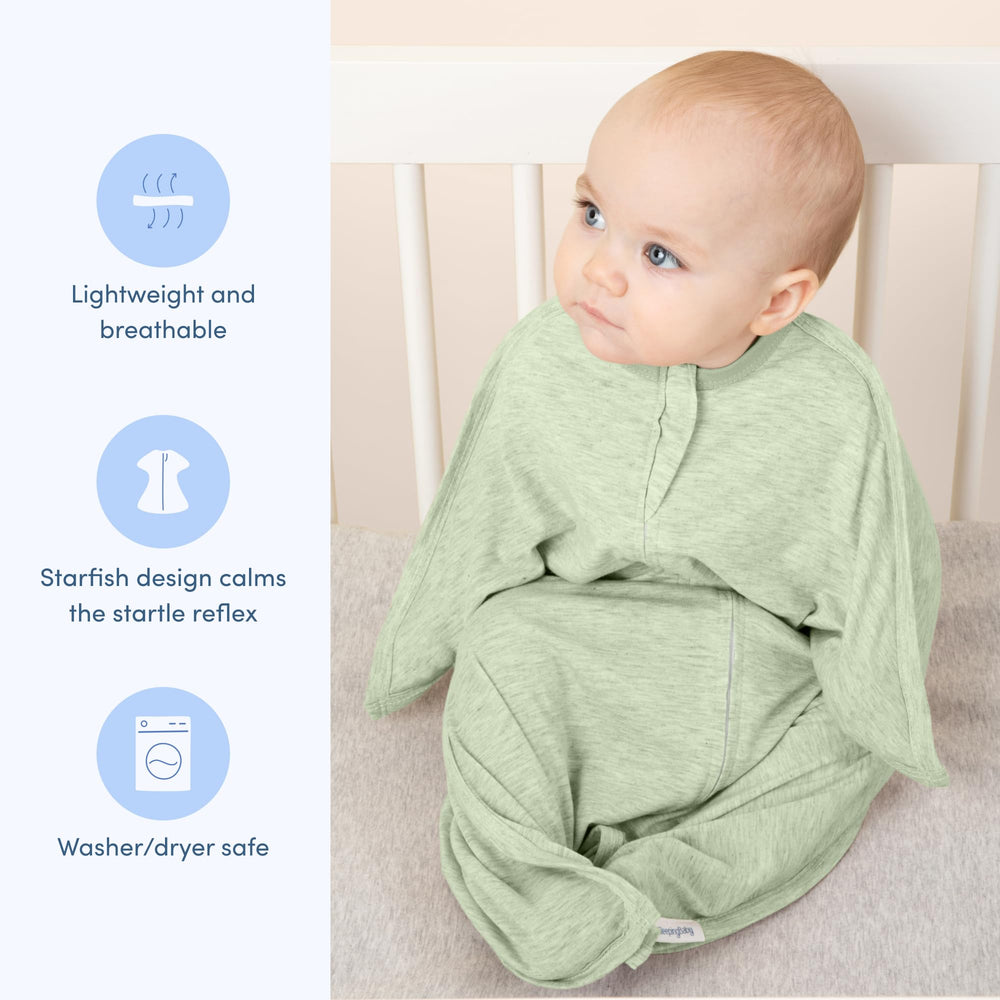 SleepingBaby Zipadee-Zip roomy design provides space for legs to move naturally.