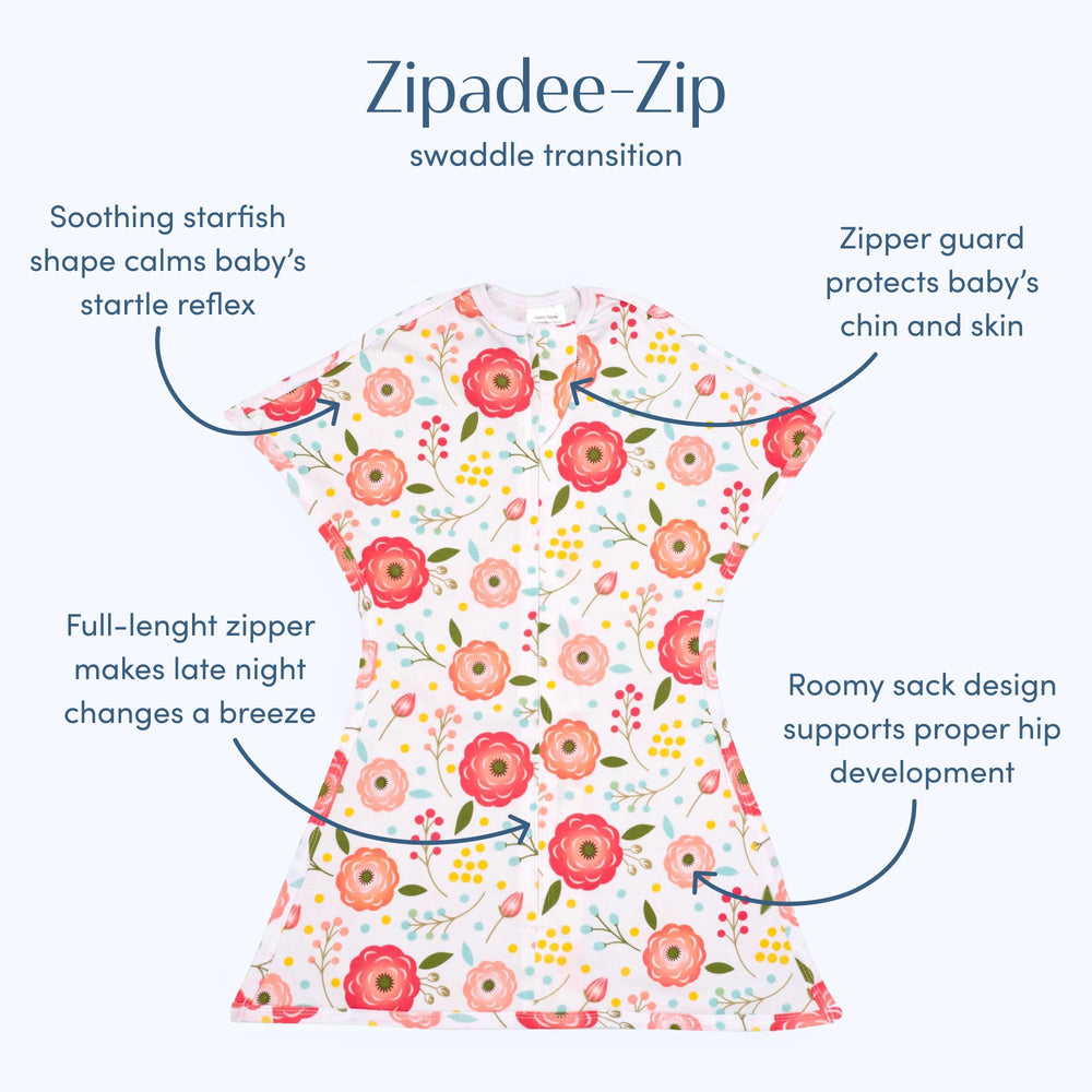 SleepingBaby Zipadee-Zip zipper for quick diaper changes during nighttime routines.