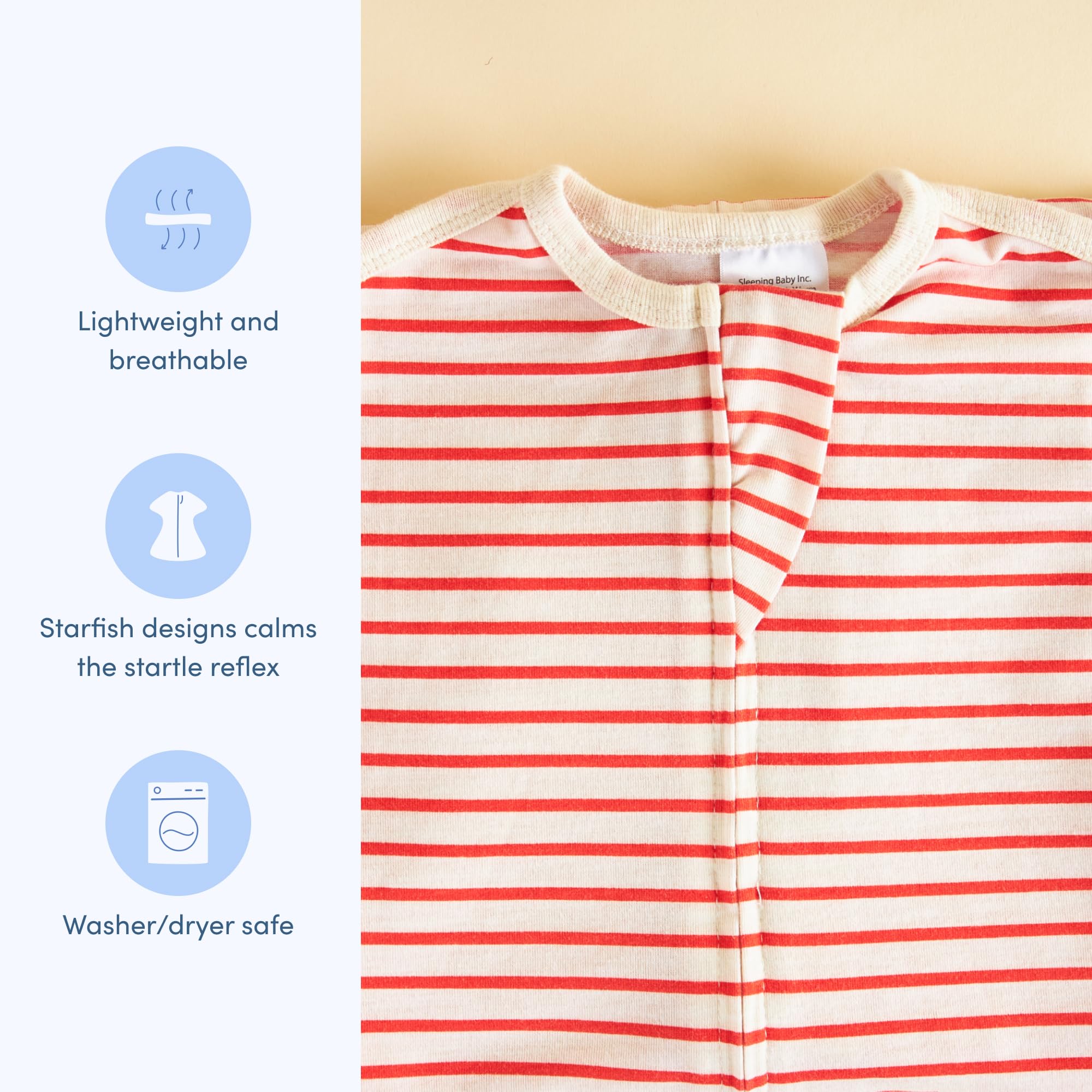 SleepingBaby Zipadee-Zip zipper-swaddle enables quick diaper changes.