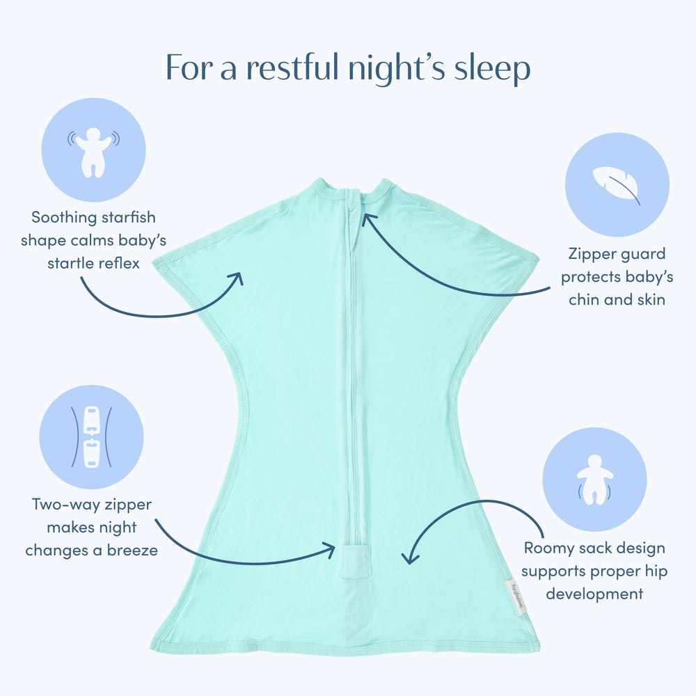SleepingBaby Zipper guards end safety feature closeup emphasizes secure openings for gentle diaper changes.
