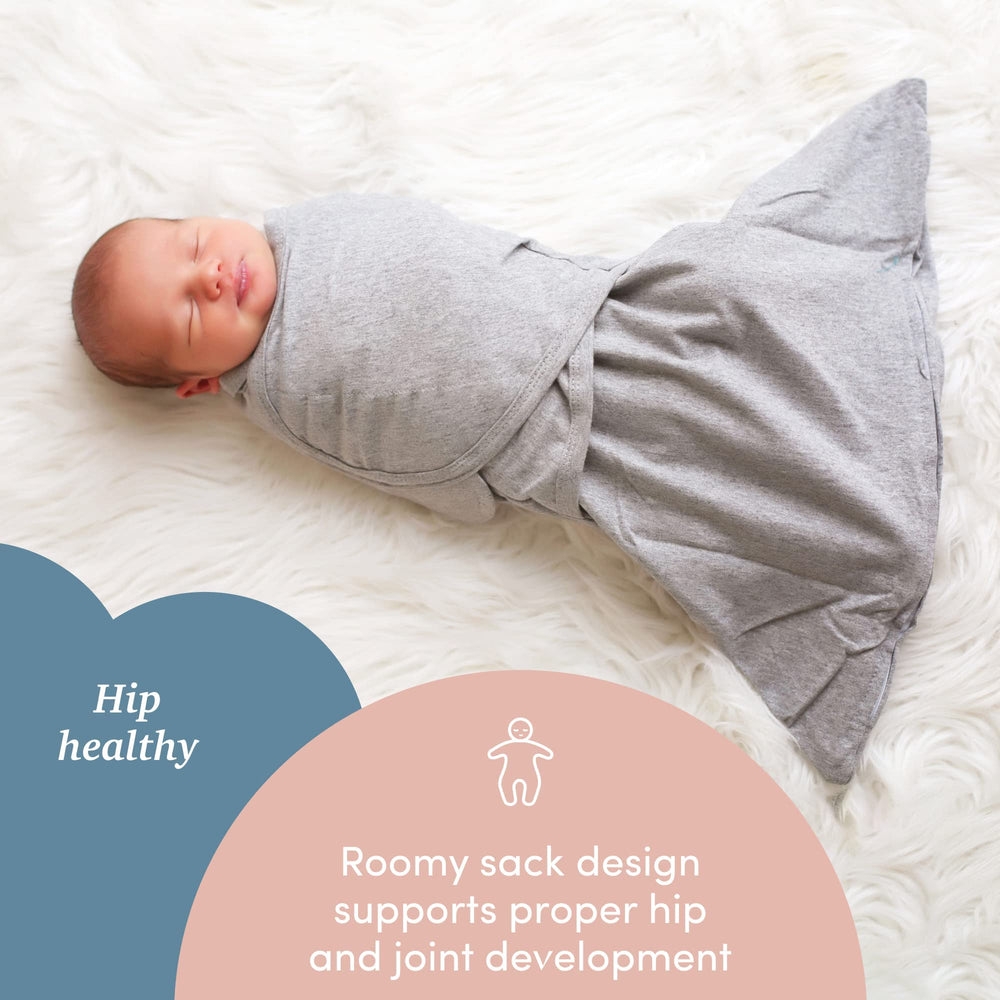SleepingBaby Zippy Swaddle baby-in-swaddle demonstrates snug transition for naps