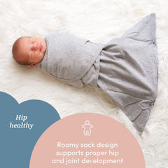 SleepingBaby Zippy Swaddle baby-in-swaddle demonstrates snug transition for naps