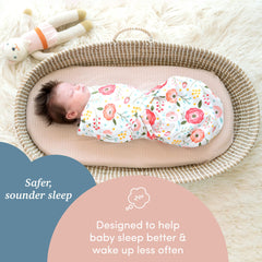 SleepingBaby Zippy Swaddle bottom zipper image demonstrates quick diaper changes.