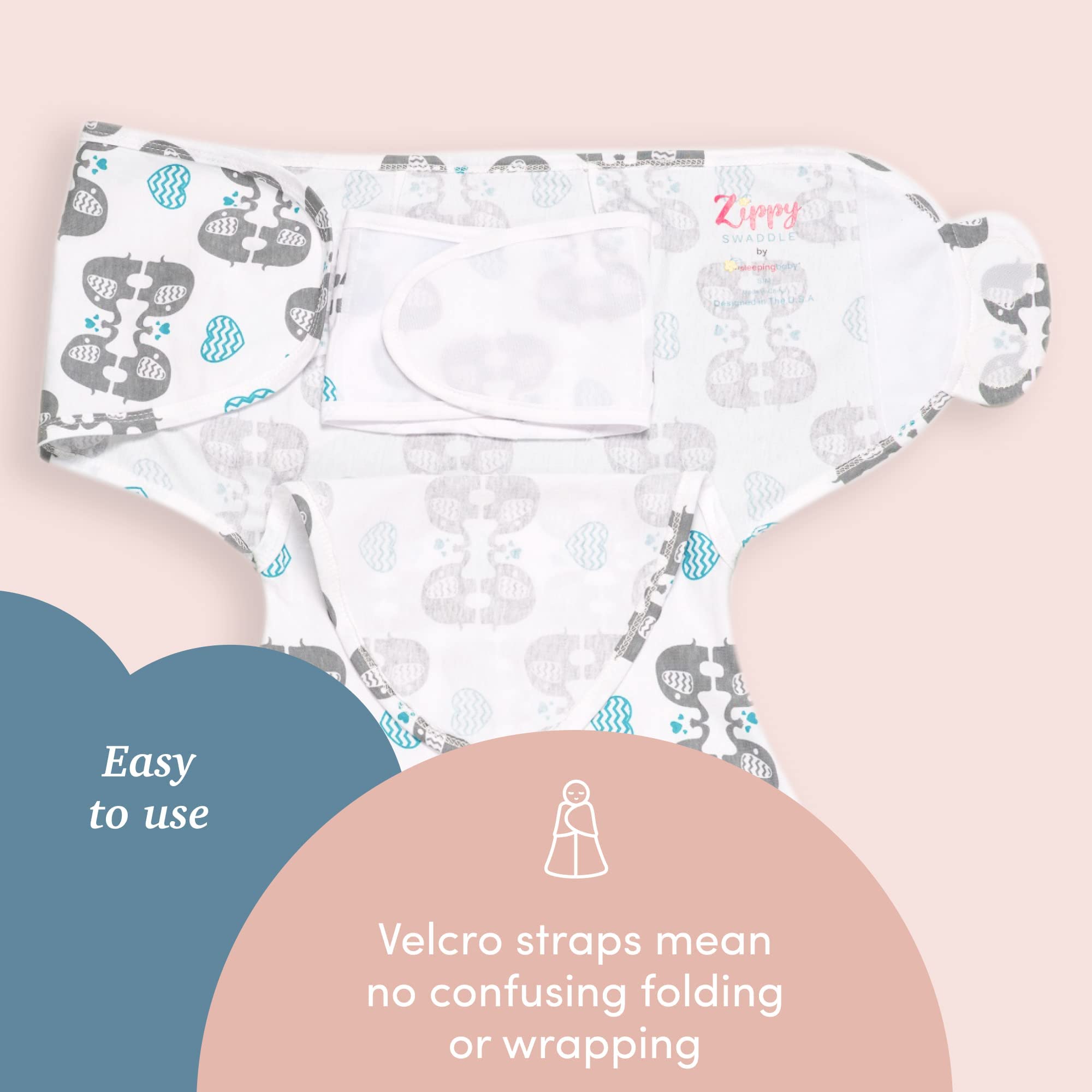 SleepingBaby Zippy Swaddle in breathable material for baby comfort