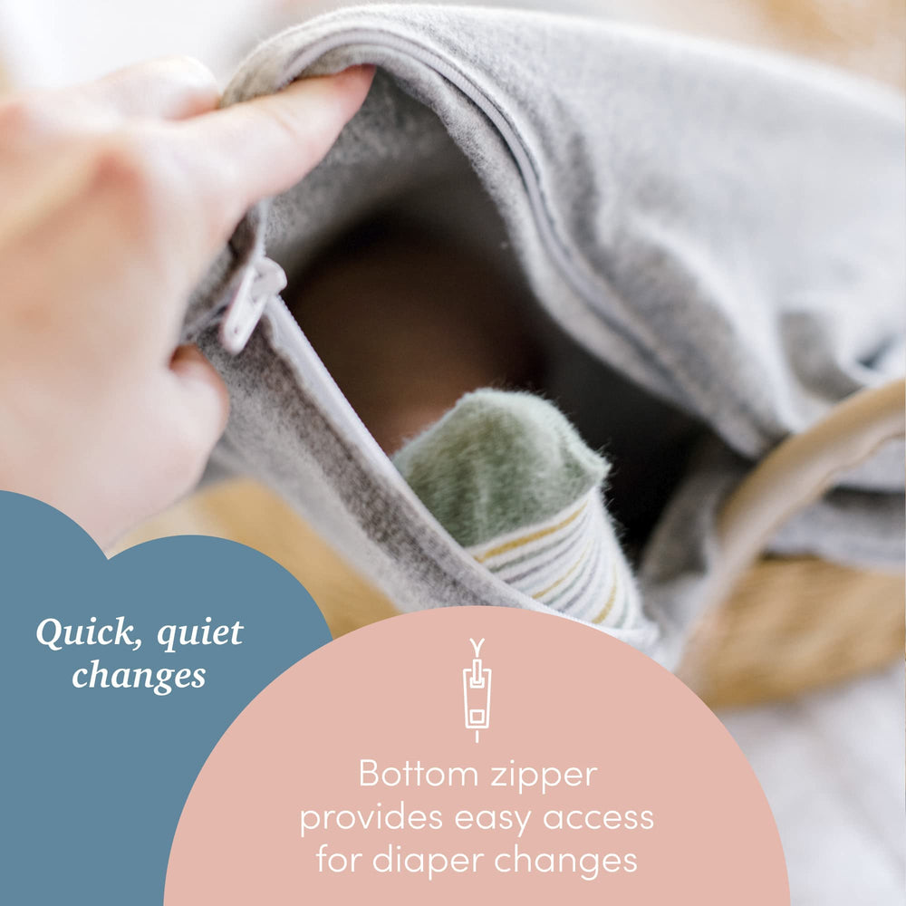SleepingBaby Zippy Swaddle bottom zipper supports quick diaper changes