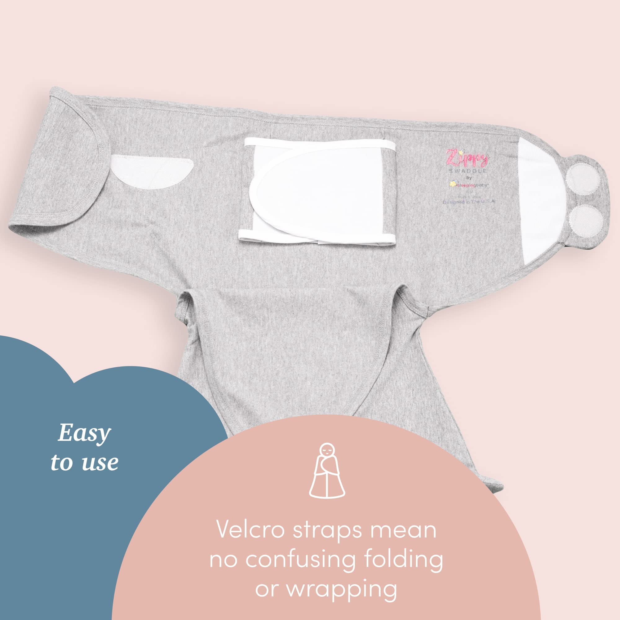 SleepingBaby Zippy Swaddle fabric texture shows breathable, year-round comfort