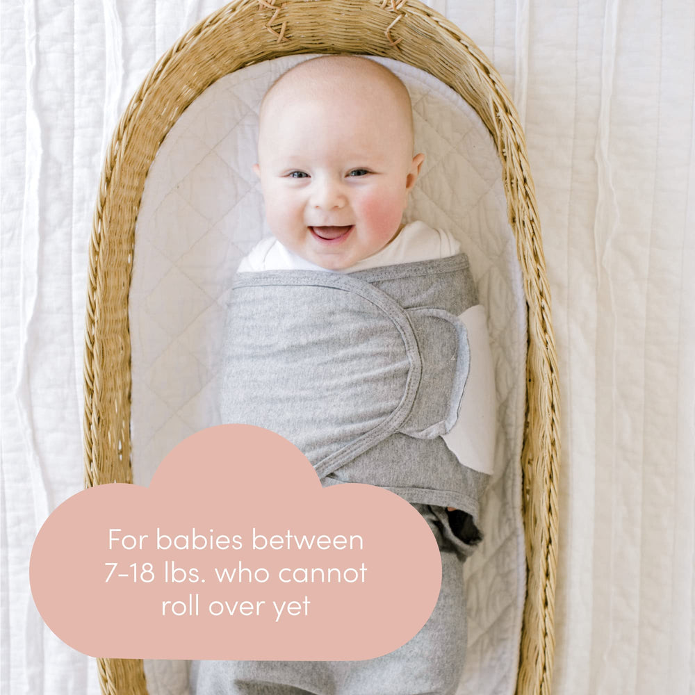 SleepingBaby Zippy Swaddle Heather Grey color shows versatile nursery styling