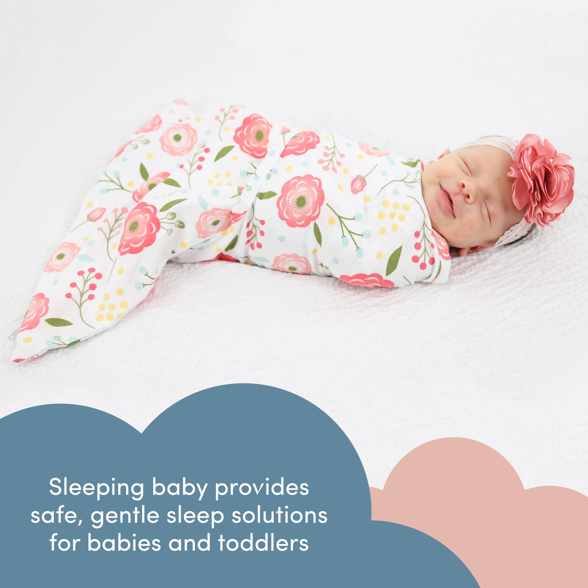 SleepingBaby Zippy Swaddle movement-friendly design supports baby wiggle and push-up motions.