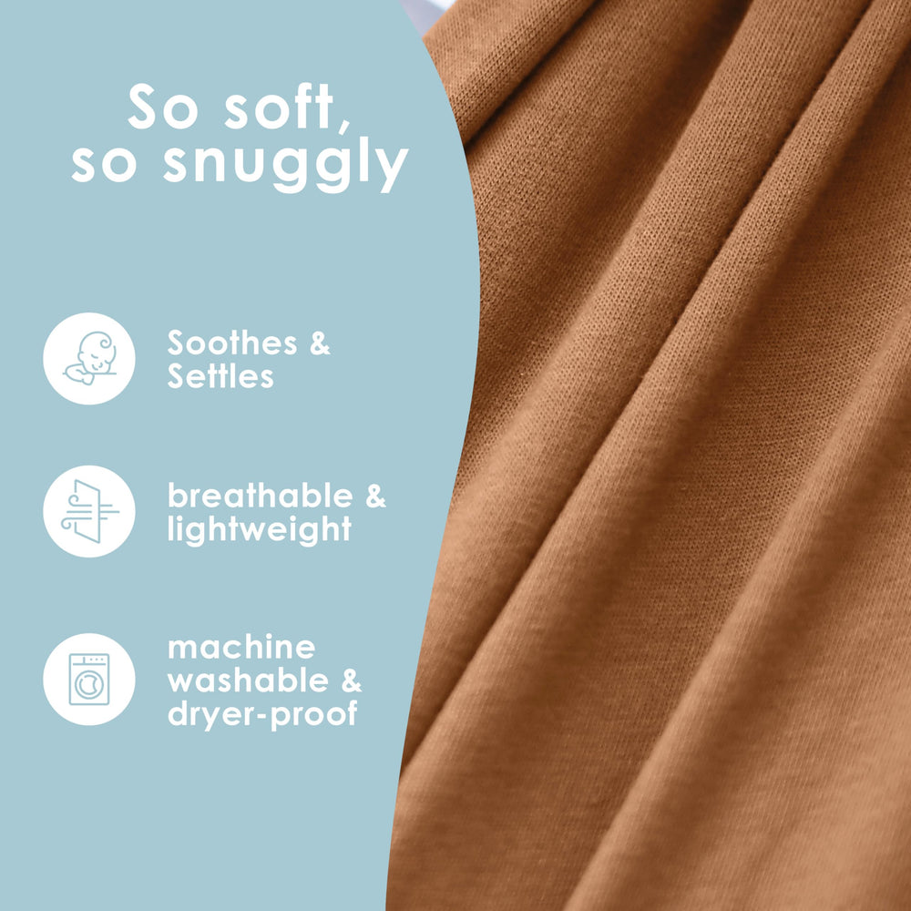 Sleepy Wrap Cinnamon compact-packability for travel and diaper bag organization.