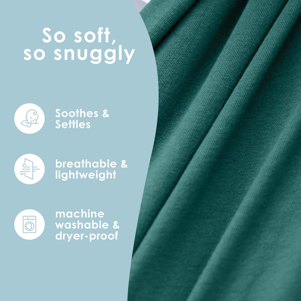 Sleepy Wrap worn by parent demonstrates hands-free convenience during daily tasks.