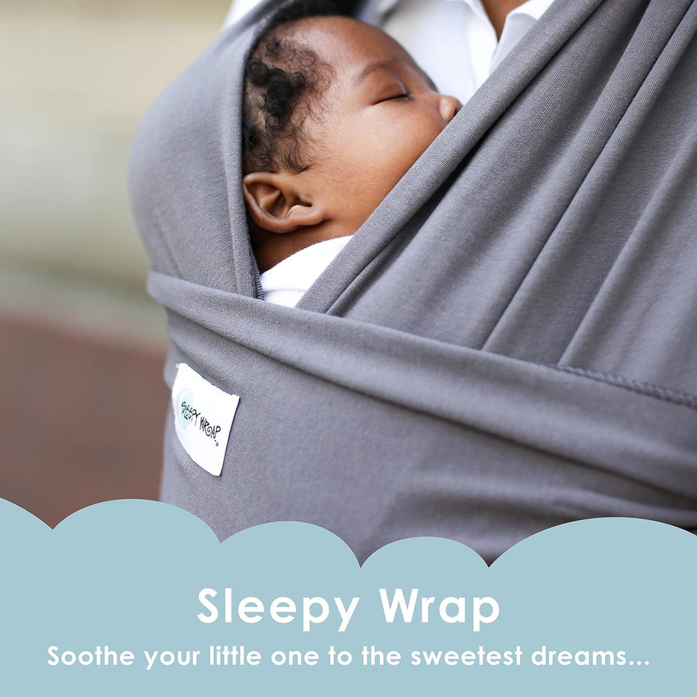 Sleepy Wrap front-carry ergonomic dark gray supports comfortable daily wear.
