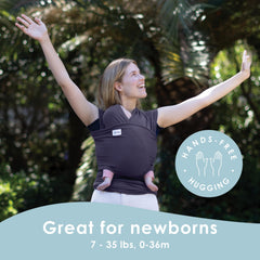 Sleepy Wrap newborn-to-toddler range with 7-35 lbs capacity for growing babies.