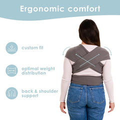 Sleepy Wrap soft-stretchy fabric dark gray gentle on baby's skin.