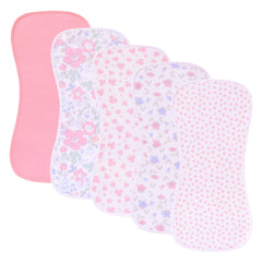 sleepyturtle 5pack waterproof burp cloths pack-shot shows variety and practical coverage for messes