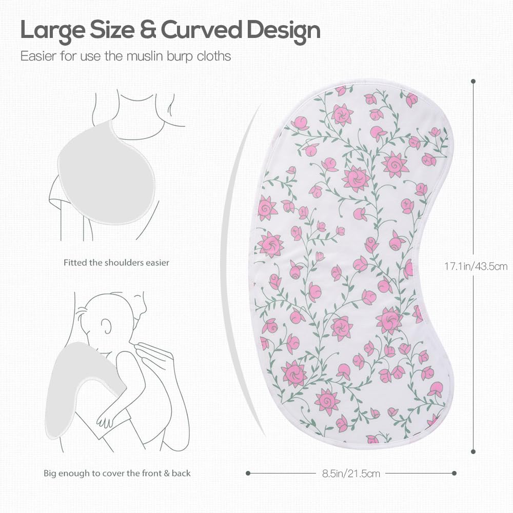 sleepyturtle pack-of-5 burp cloths laid out for quick diaper bag rotation